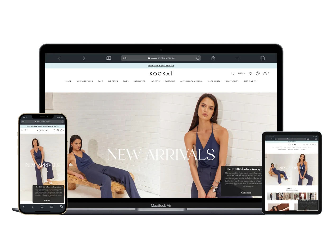 Supplied website screenshot of KOOKAÏ Australia shown in desktop and mobile layouts